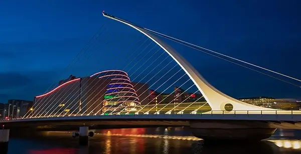 Ireland A Bridge and Some Buildings Along A River At Night