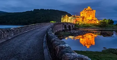 Beautiful Eilean Donan Castle After Sunset Scotland